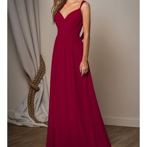 Long V-neck Poly Chiffon Bridesmaid Dress ! 🌹❤️